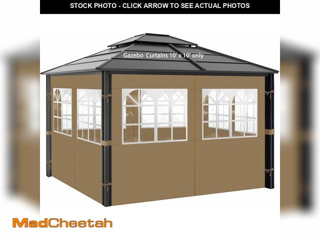 Lot 74-12326656 - Gazebo Privacy Curtains 10' x 10' with PVC Windows, 4-Panels Side Wall with Zipper Universal Replace...
