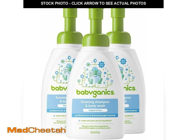 Lot 74-12365732 - Babyganics Baby Shampoo + Body Wash Pump Bottle, Fragrance Free, 16oz, 3 Pack - UNUSED