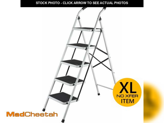 Lot 74-13053403 - 5 Step Ladder, Upgo Folding Step Stool with Extra Wide Anti-Slip Pedal, 330lbs Lightweight Portable ...