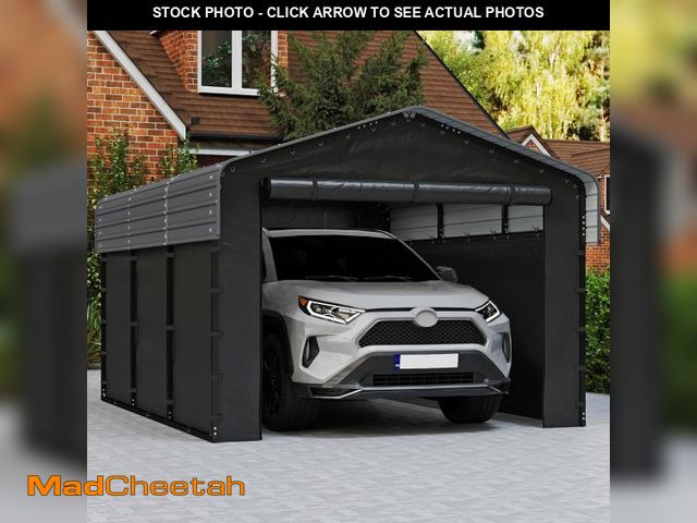 Lot 74-12135223 - Real Relax 10x15ft Heavy Duty Metal Carport with Galvanized Steel Roof, Removable Sidewalls, Outdoor...