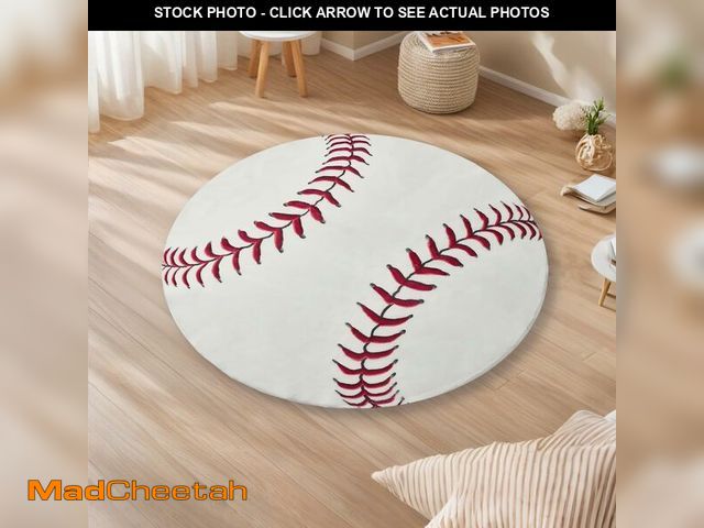 Lot 74-12608805 - Vesocro Round Baseball RugÃ¢â¬â2.6ft Soft Washable Sport Area Rugs with Non Slip Backing,Carpet f...