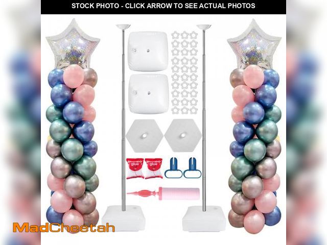 Lot 74-12303345 - AooeDomi Metal Balloon Column Stand Set of 2, Reusable Telescopic Design, Height Adjustable from 1.5...