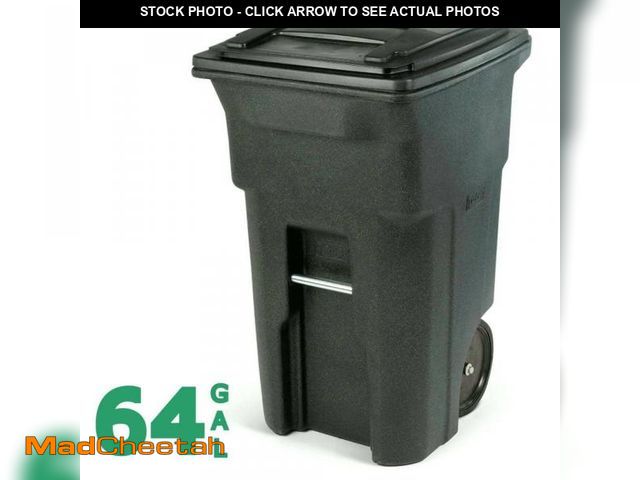Lot 74-12492630 - Toter 64 Gal. Greenstone Trash Can with Quiet Wheels and Attached Lid - UNUSED