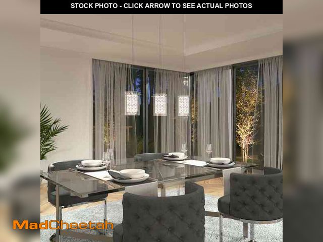 Lot 74-12581321 - Artika Crystal Cube 13-Watt 3 Light Chrome Modern Integrated LED Pendant Light Fixture for Dining Ro...