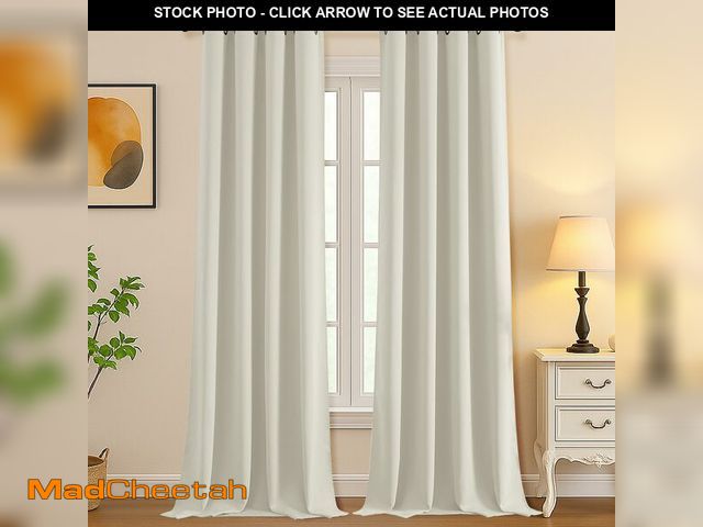 Lot 74-14385096 - Simplebrand Natural Room Darkening Curtains for Bedroom Living Room 108 Inches Long 2 Panels Set, Th...