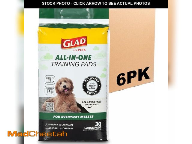 Lot 74-14581863 - Glad for Pets Black Charcoal Puppy Pads, Large, 150 Count, 2-Pack - UNUSED