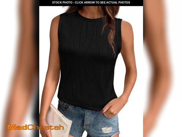 Lot 74-12343302 - PrinStory Womens Sleeveless Textured Slim Tops Crewneck Knit Solid Summer Casual Shirts Pullover Tan...