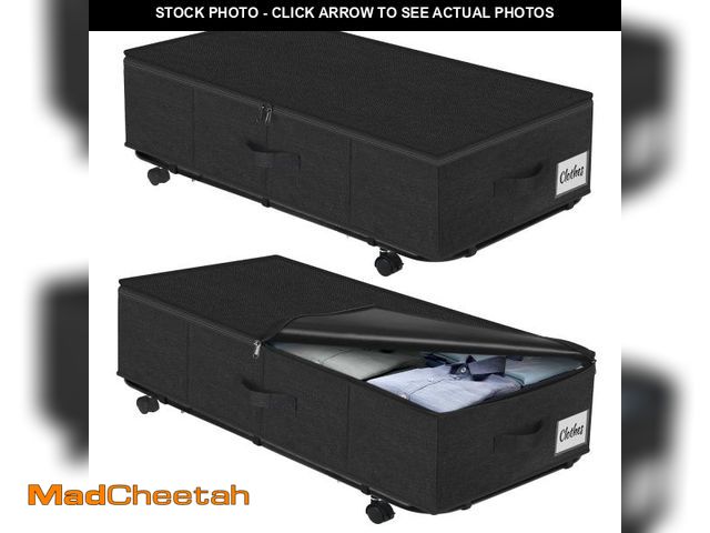 Lot 74-12309144 - Large Sturdy Under Bed Storage with Wheels, 2 Pack 50L Rolling Underbed Storage Bins, Under Bed Cont...