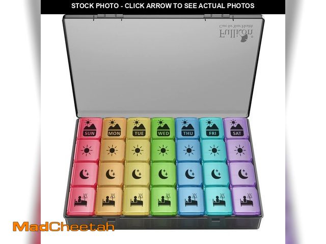 Lot 74-14059140 - Extra Large Weekly Pill Organizer 4 Times a Day, Fullicon XXL Large Pill Box, 7 Day Medicine Organiz...
