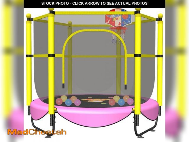 Lot 74-12140225 - 60" Trampoline for Kids, 5 FT Toddler Baby Trampoline with Safety Enclosure Net, Indoor or Outdoor P...