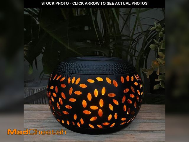 Lot 74-12717240 - Solar Table Lantern Outdoor Waterproof-Dancing Flickering Flame Solar Powered LED Light,Black Metal ...