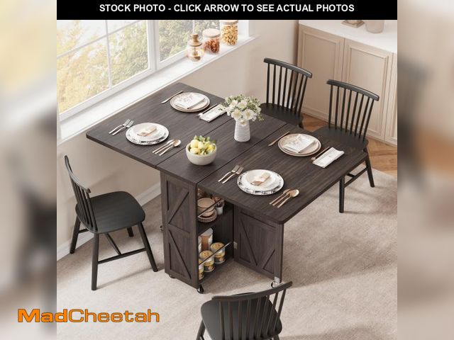 Lot 74-12421181 - Cocosity Movable Kitchen Table Extendable Versatile Table, Dark Walnut - UNUSED