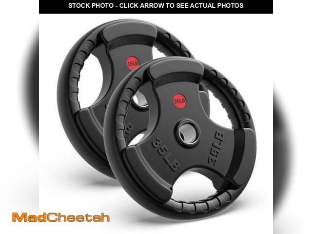 Lot 74-12420565 - GIKPAL 70lbs Weight Plates 2 Inch Rubber Coated Olympic Weight Plate for Strength Training &amp; Wei...