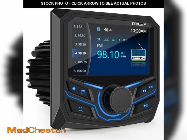 Lot 74-14150138 - Marine Grade Bluetooth Radio Receiver - Boat Gauge Stereo Multimedia Player - 4.1 Inch LCD Display B...