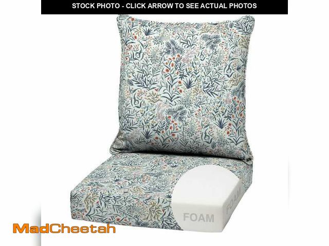 Lot 74-14256962 - ARDEN 22 in. x 24 in. 2-Piece Foam Deep Seating Outdoor Lounge Chair Cushion in Pistachio Botanical ...