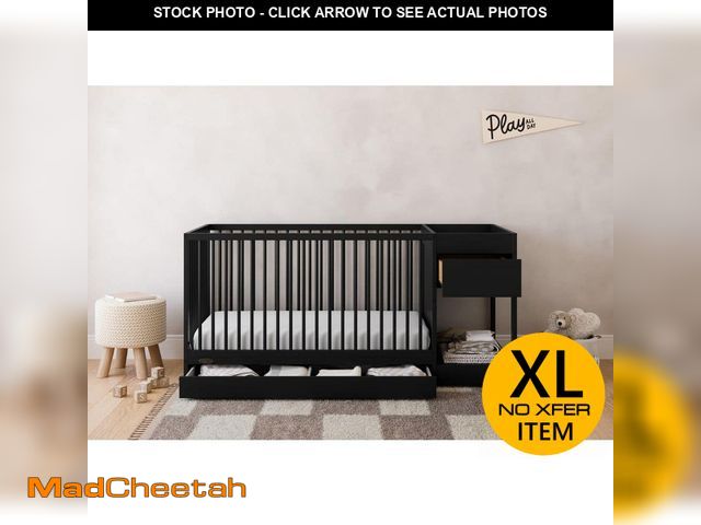 Lot 74-14373835 - Graco Teddi Black 5-in-1 Convertible Crib and Changer with Drawer - UNUSED