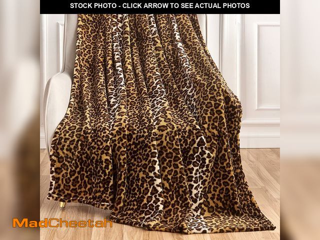Lot 74-12602349 - Edenleaf Leopard Print Blanket Fleece Throw for Bed Sofa Travel and Camping, Super Soft Cozy Fluffy ...