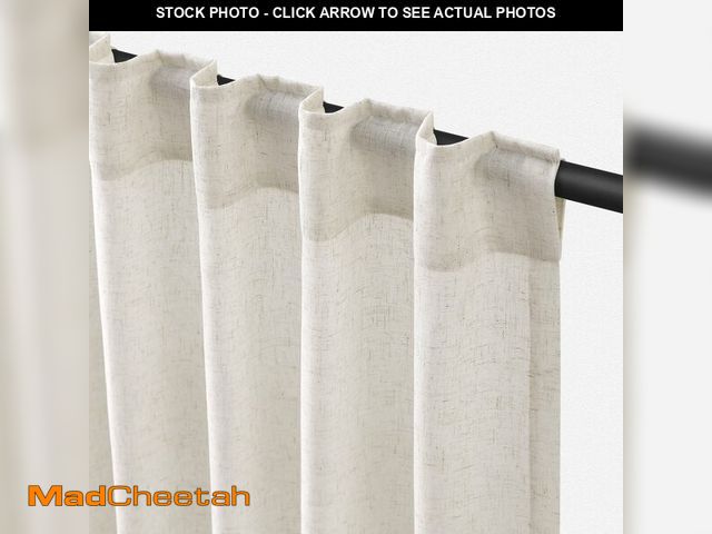 Lot 74-13544580 - Jowels 96 inch Long Linen Curtains 2 Panels Set for Living Room Back Tab Ivory Cream Semi Sheer Curt...