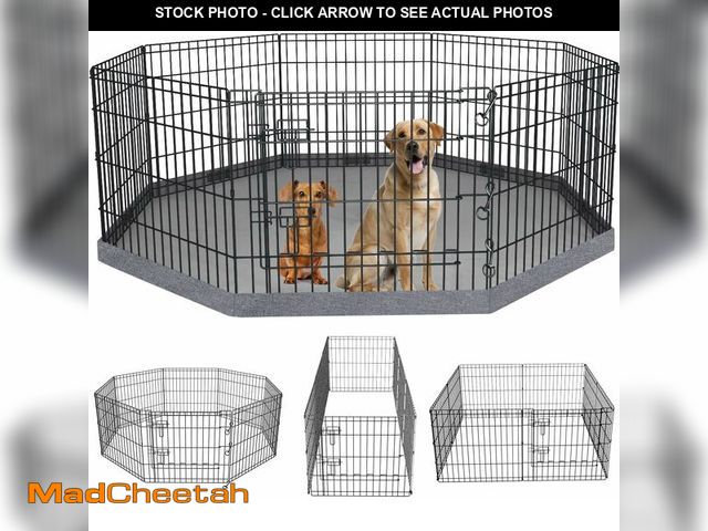 Lot 74-13040655 - PETIME Foldable Metal Dog Exercise Pen/Pet Puppy Playpen Kennels Yard Fence Indoor/Outdoor 8 Panel 2...