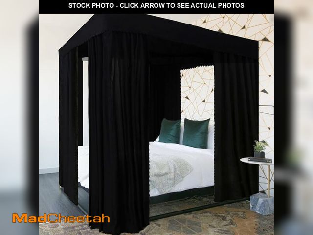 Lot 74-12678722 - Kmhesvi Black Canopy Bed Curtains - 4 Corner Post Bed Curtains Canopy Queen Bed Canopy Curtains for ...
