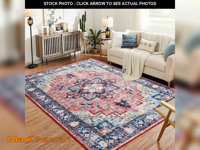 Lot 74-14067124 - Boho Vintage Medallion Area Rug - 5x7 Washable Floral Print Rug, Easy-Cleaning, Low-Pile, Non-Sheddi...