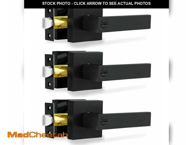 Lot 74-13547645 - RAZCC Privacy Door Levers, 3 Pack Matte Black Door Handles Heavy Duty Bed and Bath Door Locks Interi...