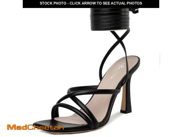 Lot 74-12703859 - Mostrin Black Strappy Heels for Women Lace Up Heels Tie Up Stiletto High Heeled Sandals Square Open ...