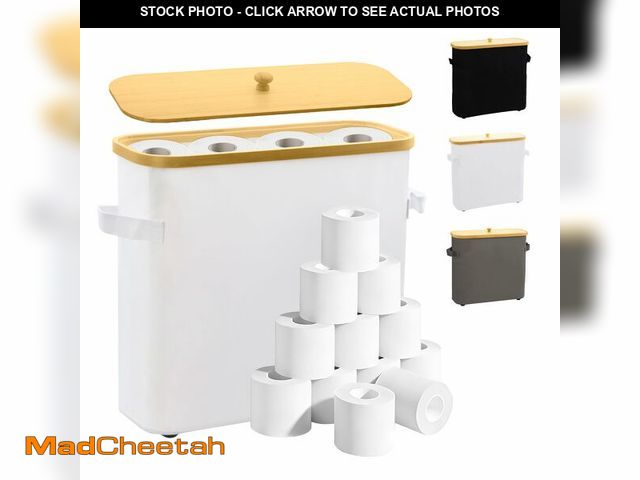 Lot 74-13545939 - MinBoo Toilet Paper Basket, Storage with Lid, Toilet Paper Organizer for Bathroom, Free Standing Toi...