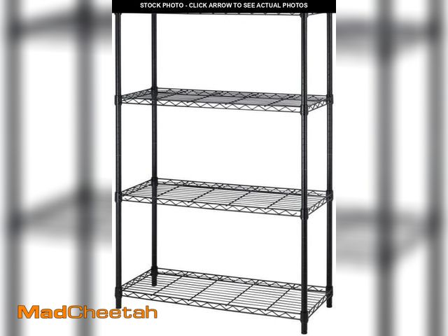 Lot 74-12144273 - BestOffice 4 Shelf Wire Shelving Height Adjustable Metal Shelving for 1000 LBS Capacity Black - UNUS...