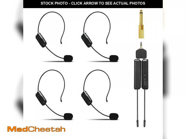 Lot 74-12310114 - MICVISTA Wireless Microphone System for 4 People,2.4G Wireless Headset Mics and Handheld Mics 2 in 1...