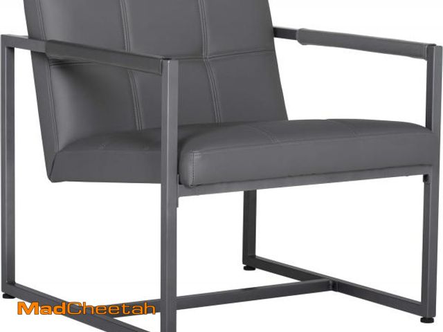 Lot 74-12138045 - Studio Designs Home Modern Accent Chair Camber Mid-Century, Pewter Grey Metal Frame &amp; Smoke Bond...