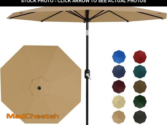 Lot 74-12095871 - 10Ft Patio Umbrella - 8 Sturdy Ribs Outdoor Table Umbrella with Crank Lift &amp; Push Button Tilt - ...