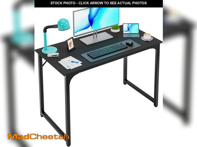 Lot 74-12400046 - PayLessHere | 39 Inch Computer Desk | Black | Office Desk with Metal Frame, Adjustable Feet | Water-...