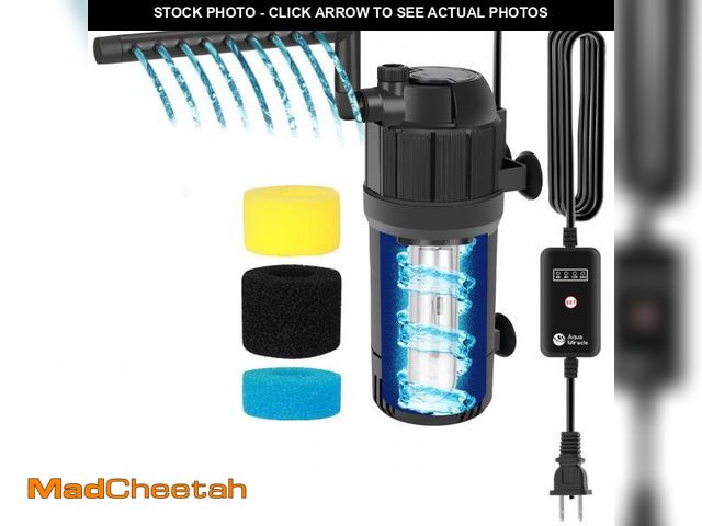 Lot 74-11546497 - AquaMiracle Aquarium Filter for Green Water, U - V Fish Tank Filter with Timer (4/8/12/24 Hrs), Dual...