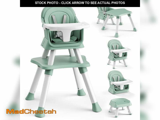 Lot 74-14585372 - AILEEKISS 8-in-1 Baby High Chair, Toddler Booster Seat with Dishwasher-Safe Tray, Green - UNUSED
