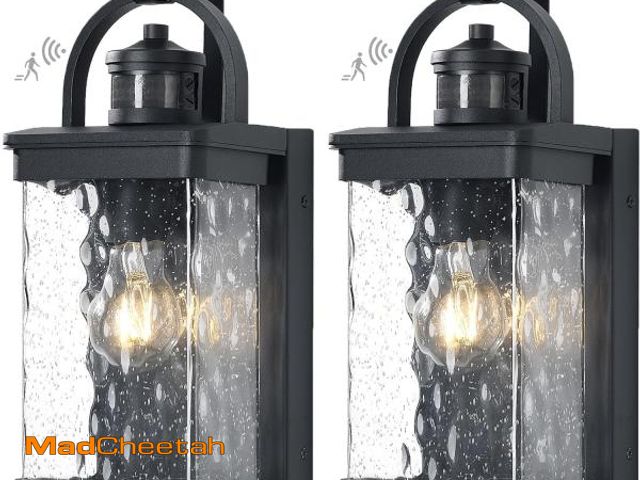 Lot 74-12508415 - GOALPLUS 14.7 Inch High Motion Sensor Outdoor Wall Light Fixture, Dusk to Dawn Exterior Wall Lantern...