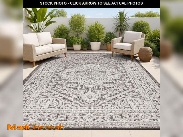 Lot 74-12106143 - JONATHAN Y SMB101D-8 Sinjuri Medallion Textured Weave Indoor/Outdoor Gray/Black 8 ft. x 10 ft. Area ...