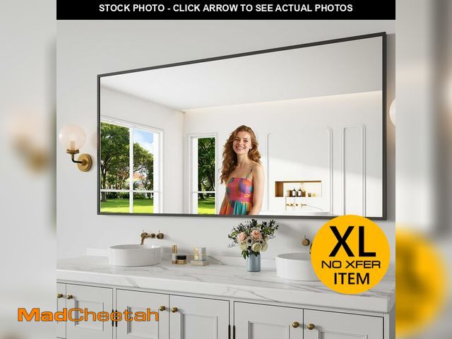 Lot 74-12895074 - Bathroom Mirror 30x71 Matte Black Rectangle Bathroom Wall Mirror for Over Sink, Modern Large Vanity ...