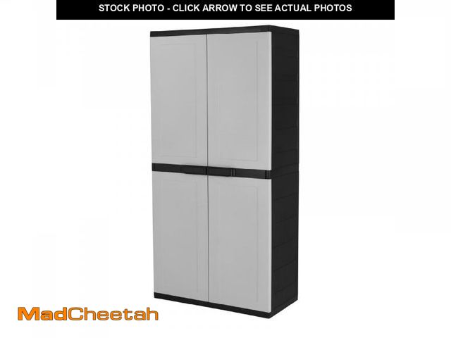 Lot 74-12146595 - Project Source Premium One 35-in W x 71.7-in H x 18.5-in D Freestanding Plastic Garage Cabinet in Of...