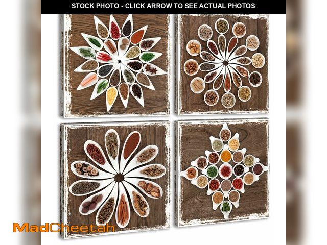 Lot 74-13542167 - DJSYLIFE Kitchen Pictures Wall Decor Vintage Canvas Wall Art kitchen Artwork Spices Food Painting Pr...