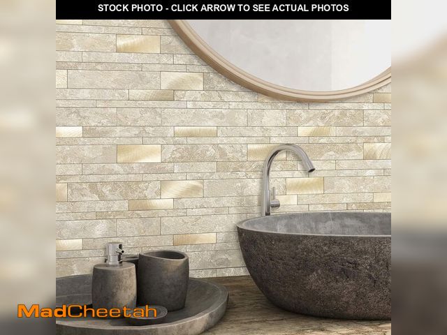 Lot 74-13721029 - VAOVI Backsplash Tile Peel and Stick Kitchen Stone Subway Linear Mosaic Bathroom Shower Wall Waterpr...