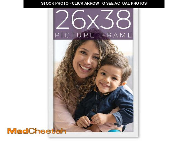 Lot 74-12555831 - 26x38 Frame White Real Wood Picture Frame Width 0.75 inches | Interior Frame Depth 0.5 inches | - US...