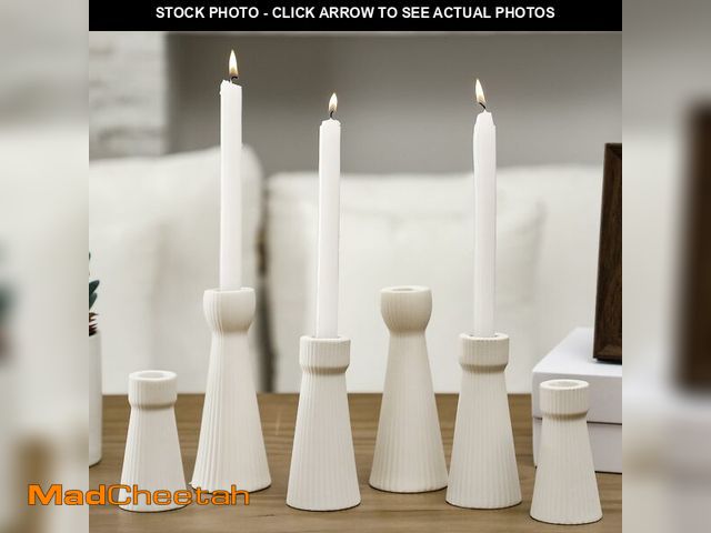 Lot 74-13572466 - Mumufy 6 Pcs White Taper Candle Holders for Candlesticks Ceramic Candle Stick Modern Decorative Cand...