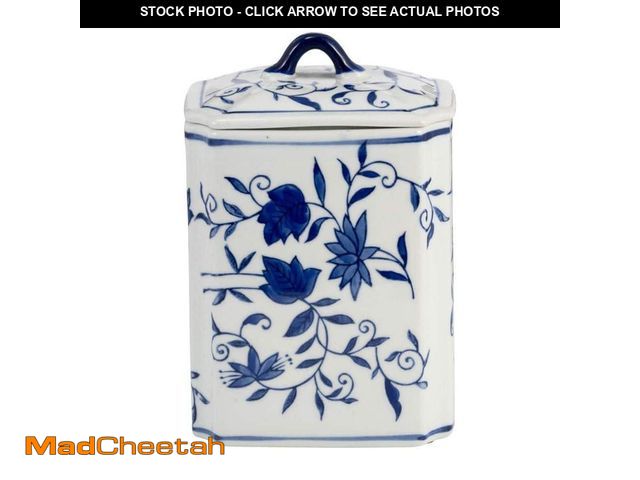Lot 74-12558524 - Liv &amp; Skye 8 in. Blue Ceramic Box Chinoiserie Jar with Lid - UNUSED