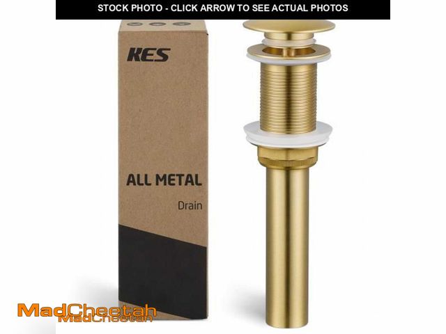 Lot 74-11504498 - KES Sink Drain Without Overflow Bathroom Pop Up Drain Assembly Stopper Vessel Sink Brushed Gold for ...