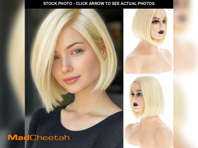 Lot 74-12700133 - Dsimeig Blonde Bob Wig T Part Hd Lace Front Bob Wig for Women Synthetic Side Part Straight Bob Wigs ...