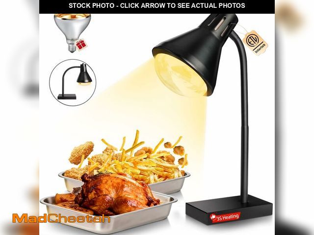 Lot 74-14047855 - Food Heat Lamp [3S Fast &amp; Uniform Heating] [Compact Design] Commercial Food Warmer Light, 250W H...