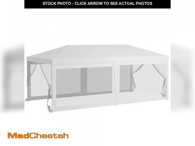 Lot 74-12173121 - Otryad 10 ft. x 20 ft. White Outdoor Wedding Canopy, Party Tent Shade Shelter with 6 Removable Sidew...
