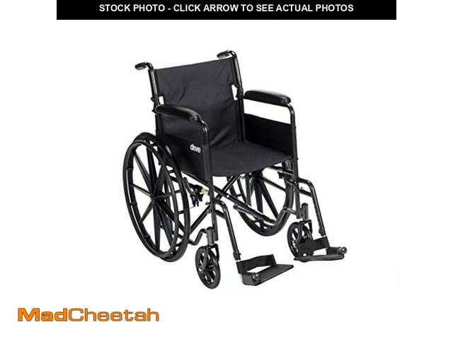 Lot 74-12828828 - Drive Medical SSP118FA-SF Silver Sport 1 Folding Transport Wheelchair with Full Arms and Removable S...