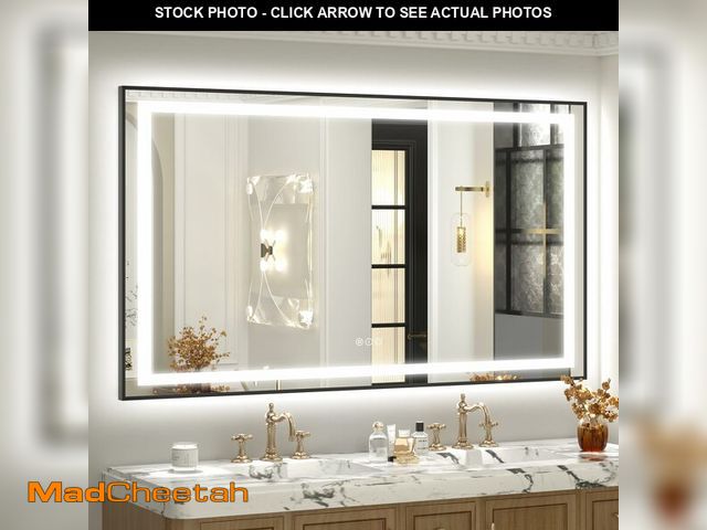 Lot 74-12628622 - OKPAL 60x36 LED Bathroom Mirror with Lights, Lighted Mirrors for Bathroom Wall, Black Lighted Bathro...